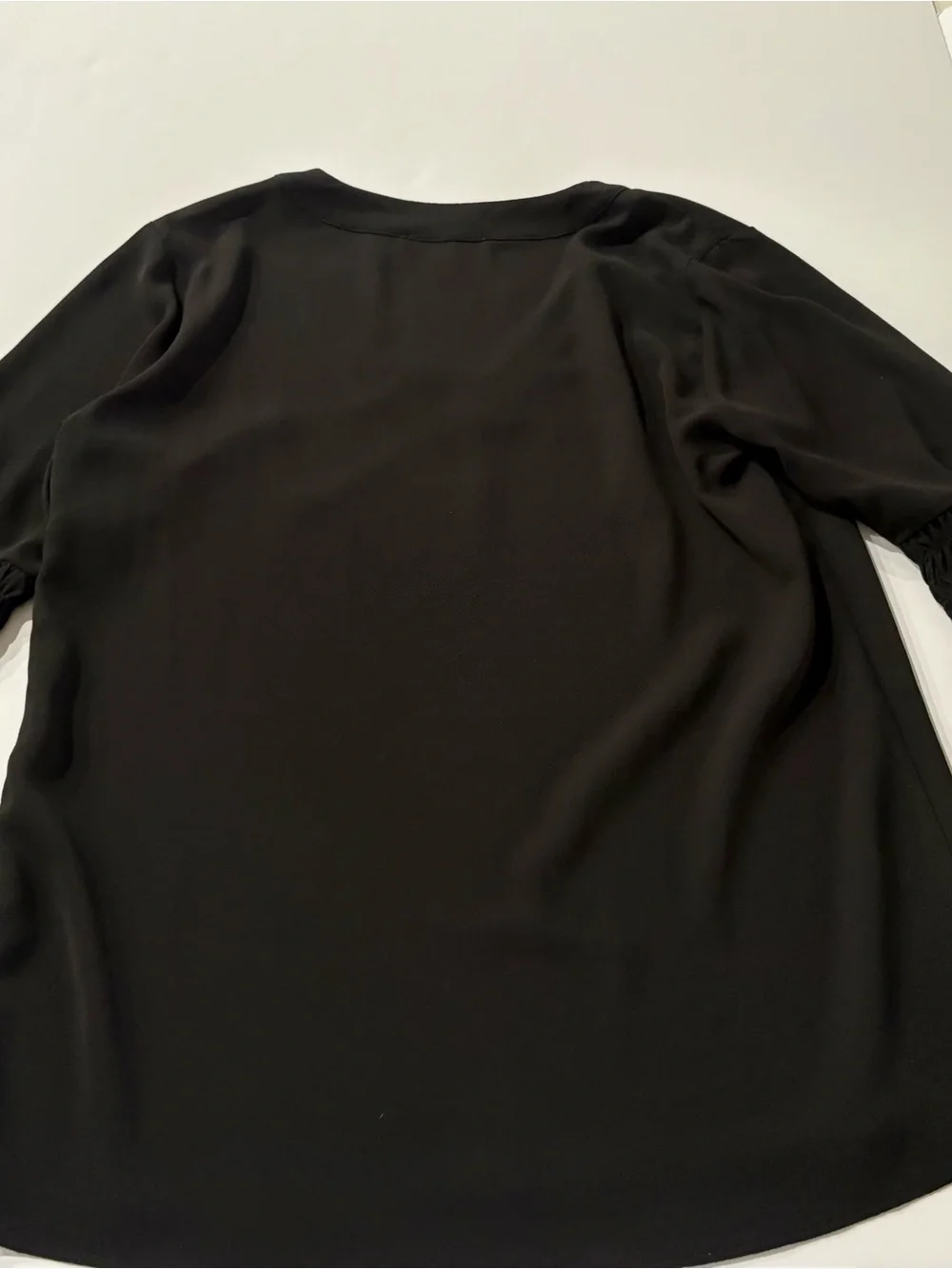 Black V-Neck Women's Blouse by Michael Kors- Classic Work to Weekend Top, M